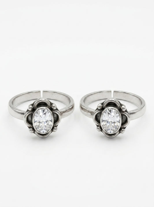 Nova oxidised silver toerings for women