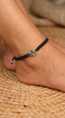Charming Far Apart Flower Stone Silver Payal for Women