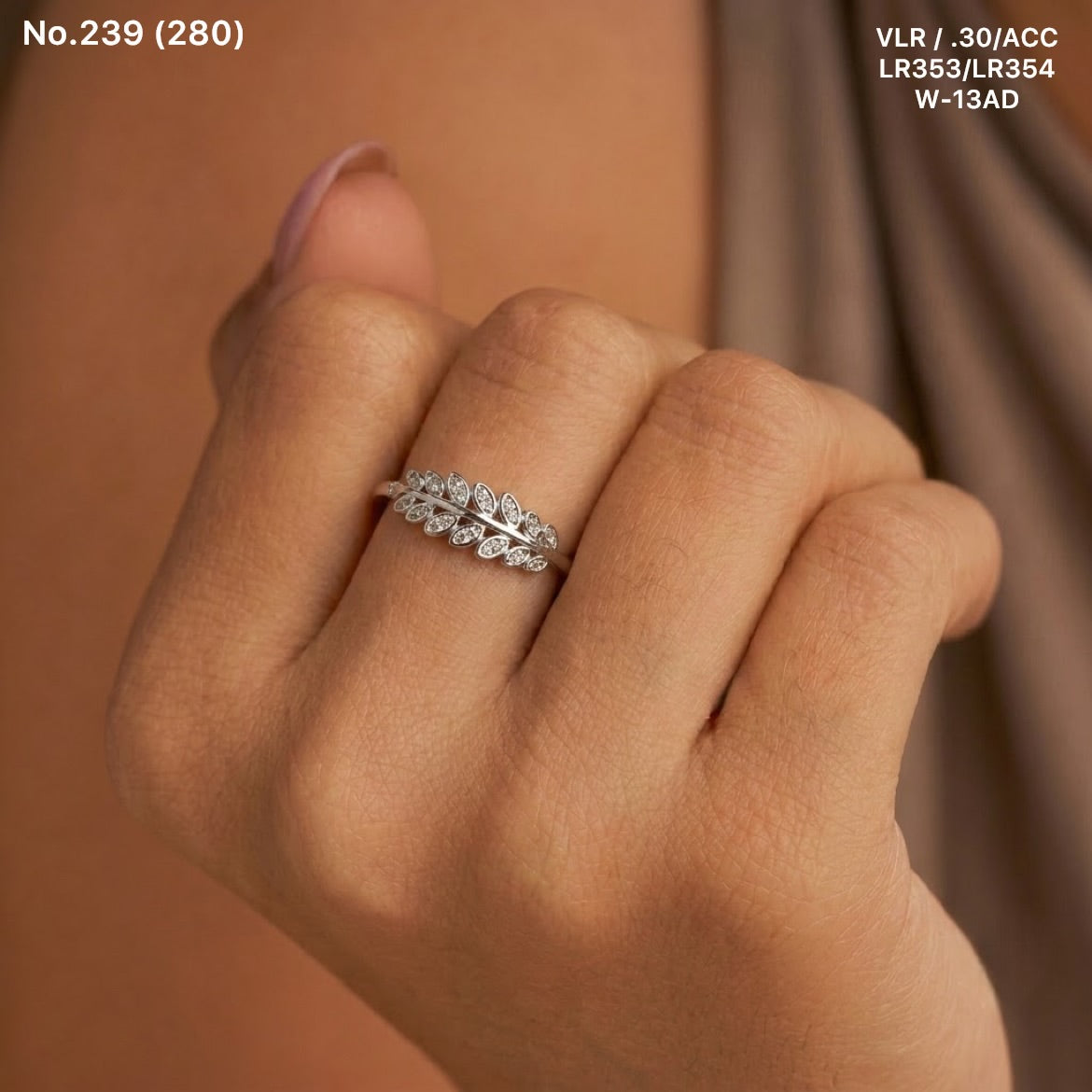 Leaf charm shine silver ring for women