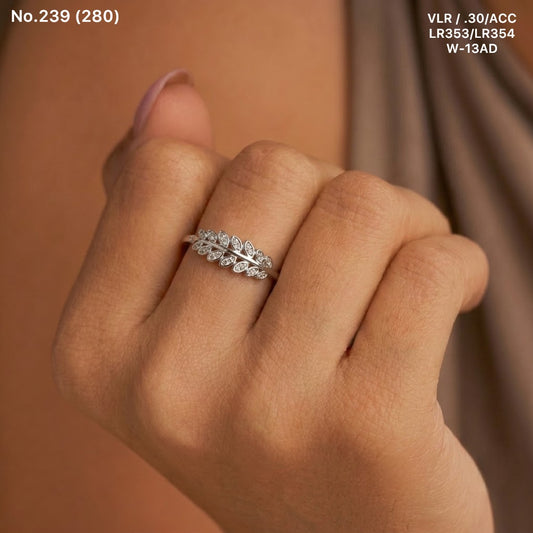 Leaf charm shine silver ring for women