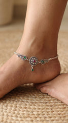 Ethnic Charm Jaipur Silver Anklets for Women