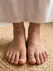 Sparkle ball silver Payal for women