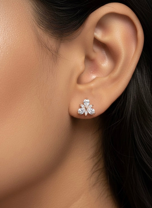 Moonshade floral silver stud