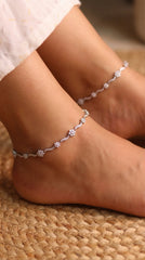 Silver Floral Whisper Payal for women