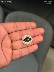 Black evil eye silver chain pendant