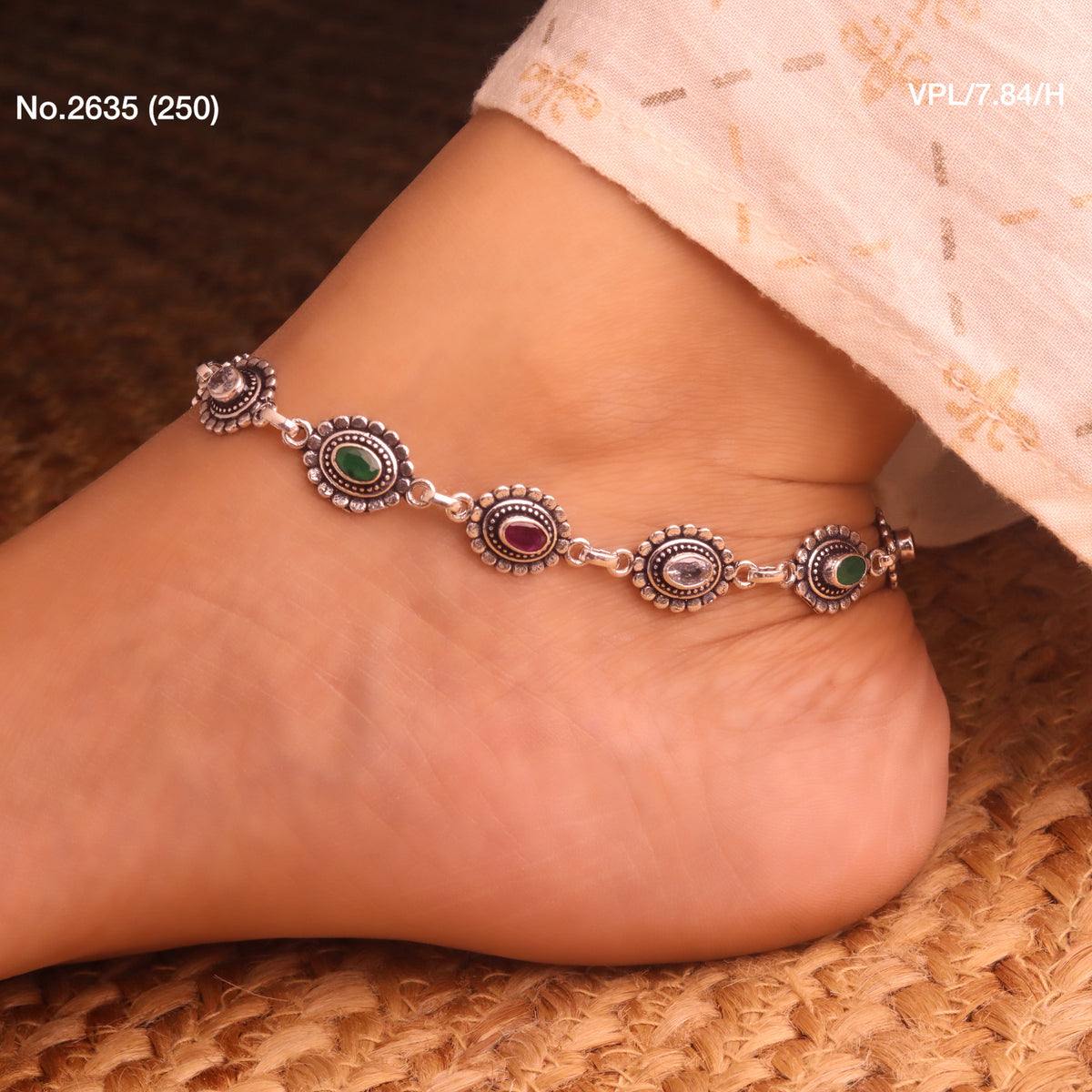 Royal riwaaz silver heavy Payal for women