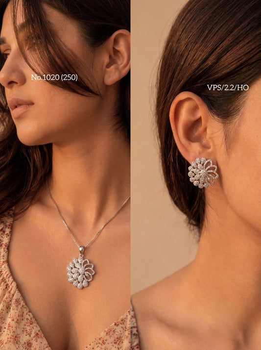 Moonlight shine  silver pendant set for women