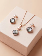 Moon pearl silver pendant set for women