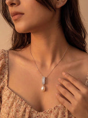 Velvet pearl silver pendant set for women