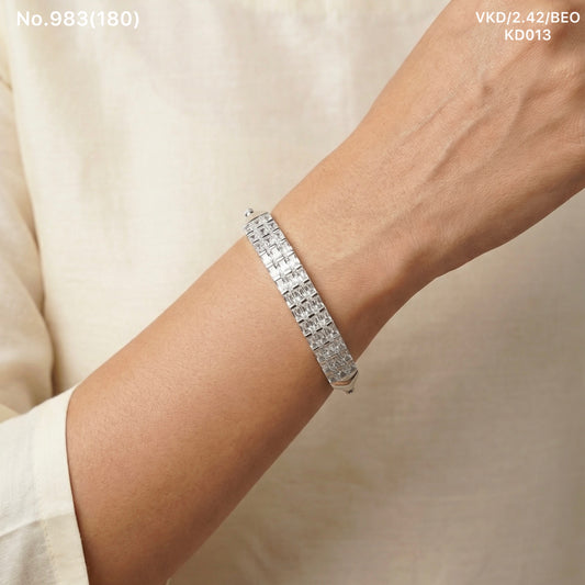 Diamond charmline silver kada for women