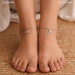 Silver beads and blooms charms Payal for women