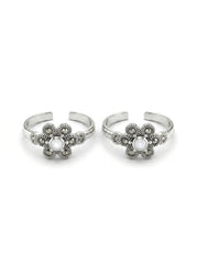 Floral fantasy silver toerings for women
