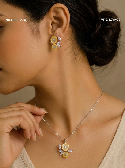Bloom jewel silver pendant set for women