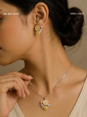 Bloom jewel silver pendant set for women