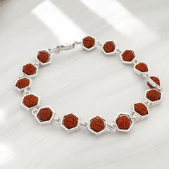 Silver Hexagon Rudraksha Bracelet