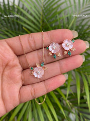 Floral twinkle silver pendant set for women