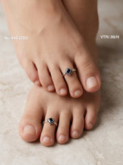Blue aura silver toerings for women