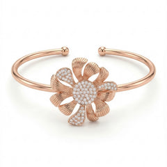 Floral heritage silver kada for women