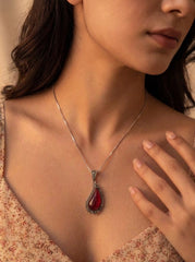 Ruby shine silver pendant set for women