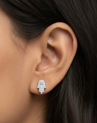 Evil Eye Hand Charm Silver Stud