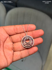 Interlocking circle silver chain pendant