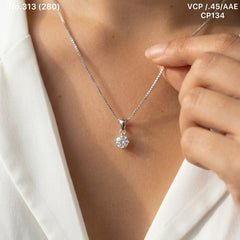 Celestial solitaire silver chain pendant for women
