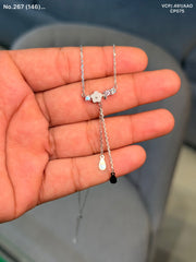 Diamond petal charm silver chain pendant