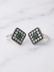 Avira oxidised silver toerings for women