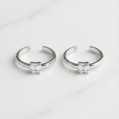 Crystal aura silver toerings