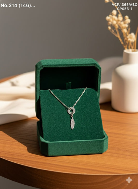 Leaf charm silver chain pendant