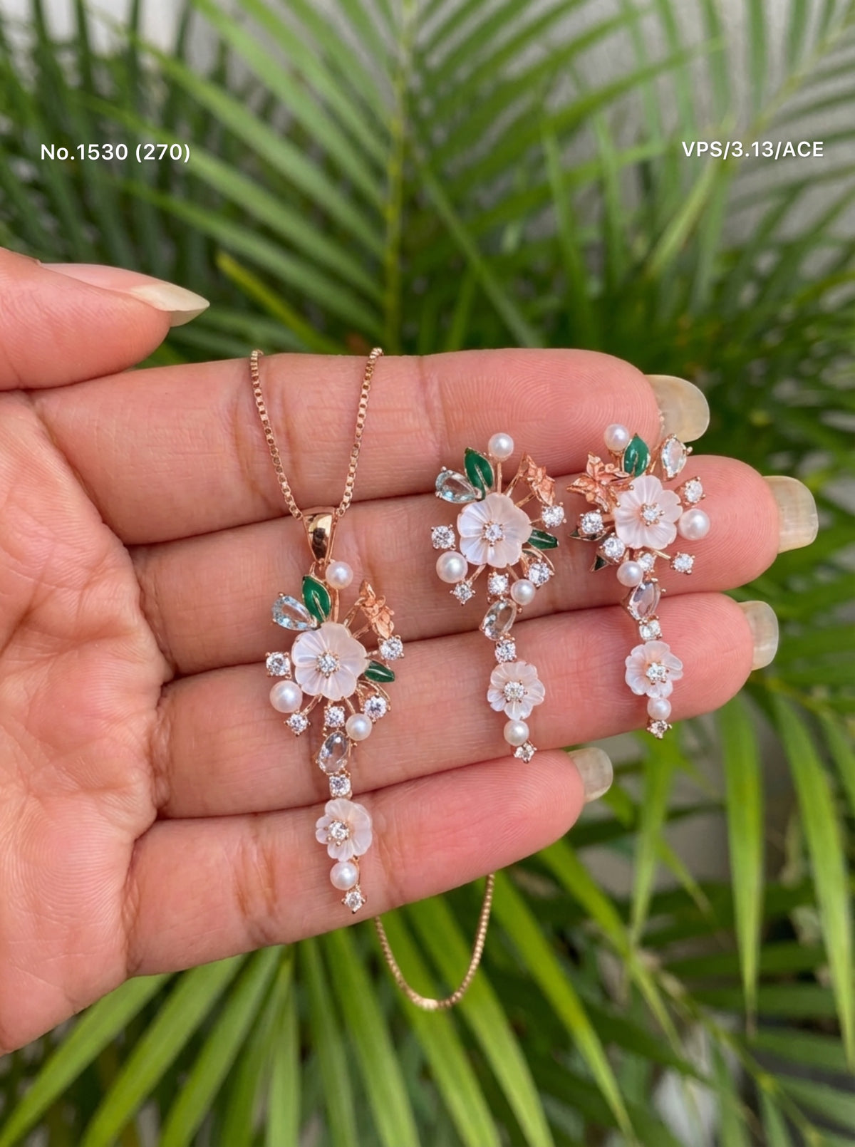 Moon pearl silver pendant set for women