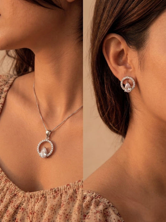 Celestial charms silver pendant set for women