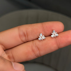 Moonshade floral silver stud