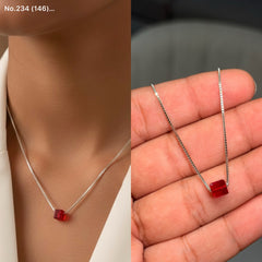 Ruby prism silver chain pendant