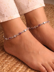 Royal motif silver heavy Payal for women