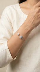 Crystal shine silver kada for women