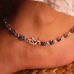 Rosevelar designer silver anklet