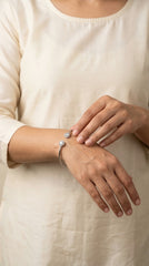 Pearl glow silver kada for women