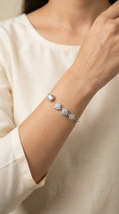 Diamond mist silver kada for women