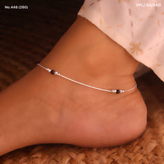 Black bead aura silver anklet for women