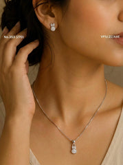 Dazzling dew silver pendant set for women