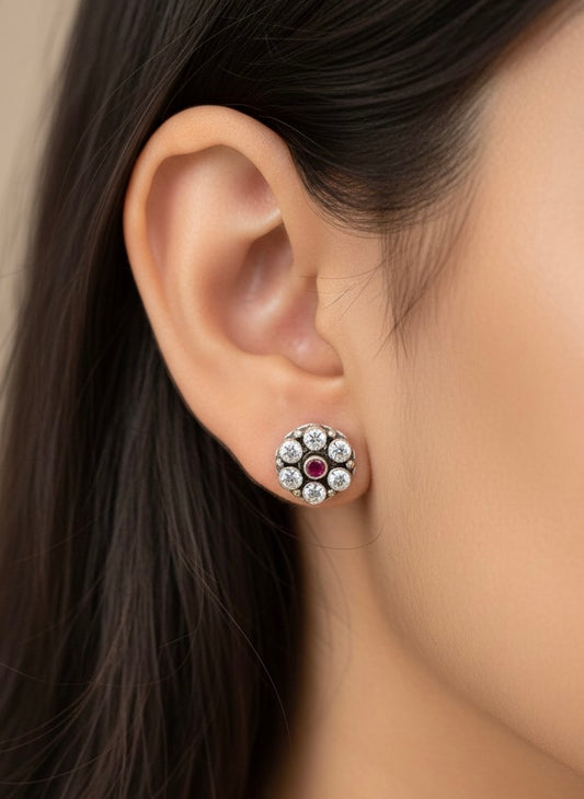 Jewel bloom silver stud