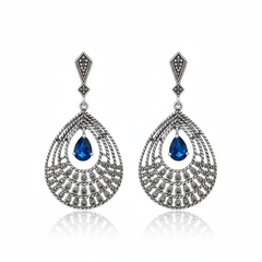 Neelam silver earrings