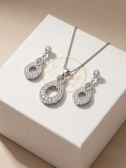 Diamond aura silver pendant set for women