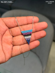 Rainbow thread silver chain pendant