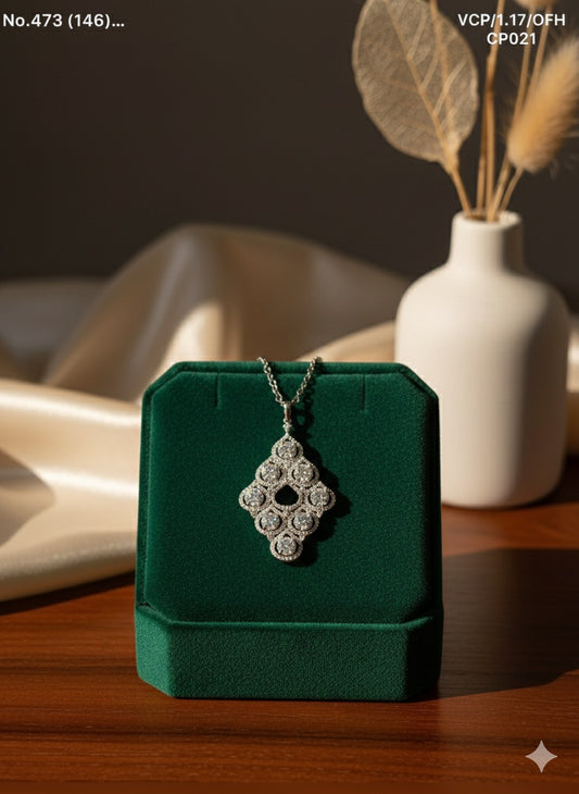 Monarch Diamond Slab silver chain pendant
