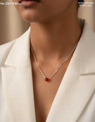 Ruby prism silver chain pendant