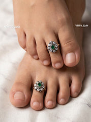 Ruhani oxidised silver toerings for women