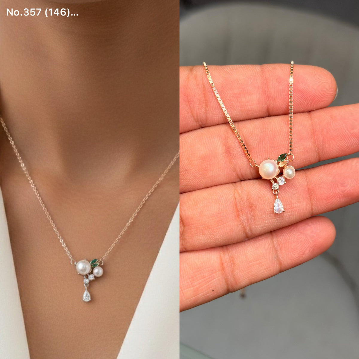 Celeste pearl silver chain pendant