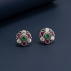 Harit stone silver stud